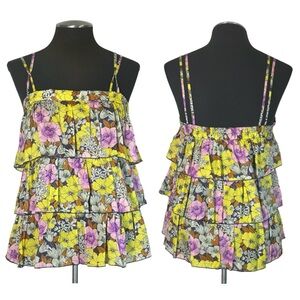 Leifnotes – Tiered Colorful Ruffle Floral Top– Anthropologie - Size 6